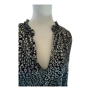 CeCe Black with Silver Metallic Animal Print Party Dress, Large